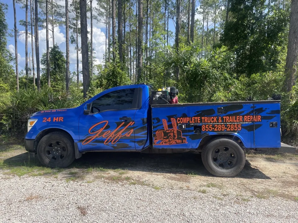 Blue Jeff’s Tire and Repair mobile service truck